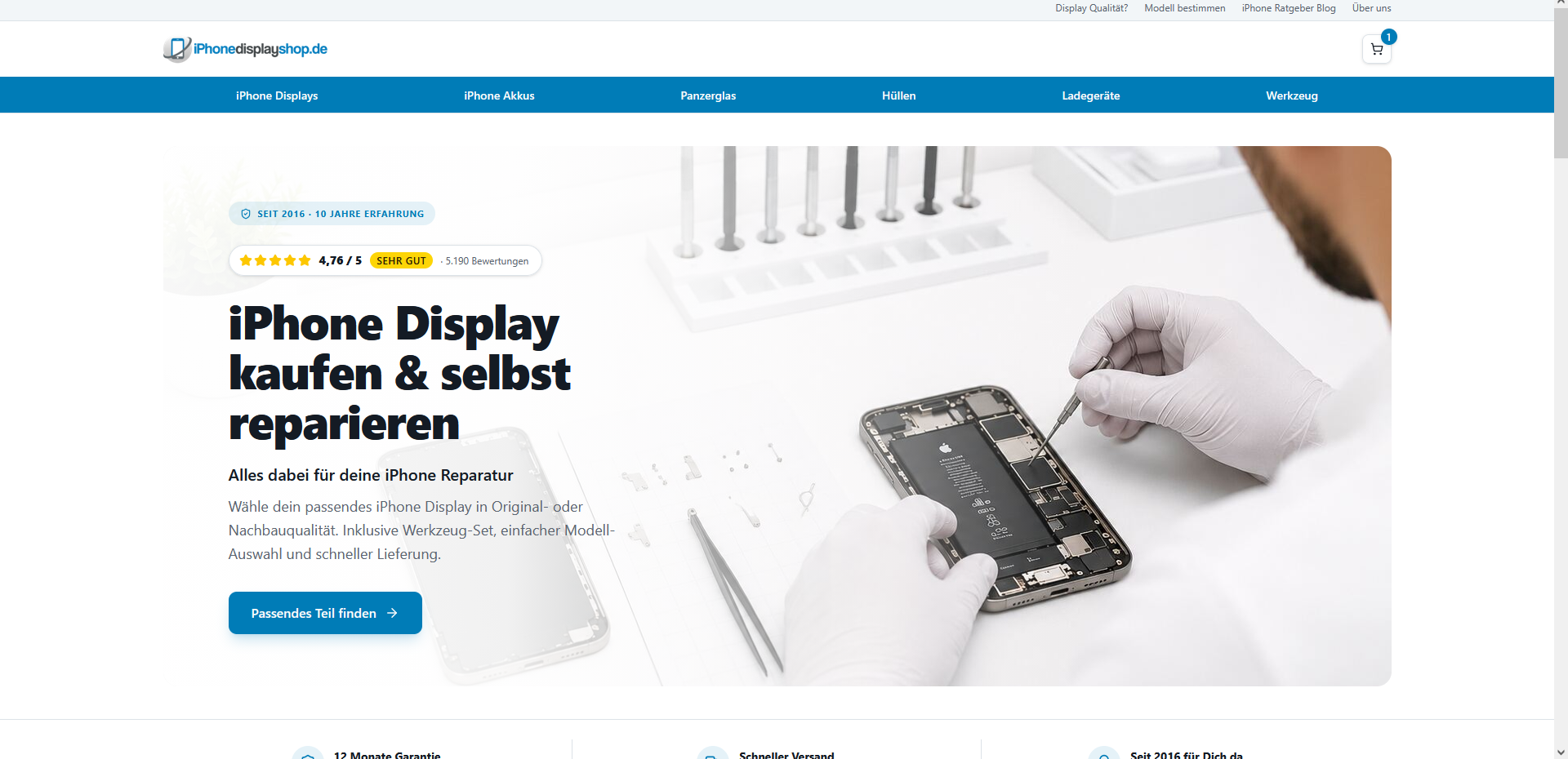iPhonedisplayshop.de — Eigene Plattform mit Ticketsystem und KI-Support